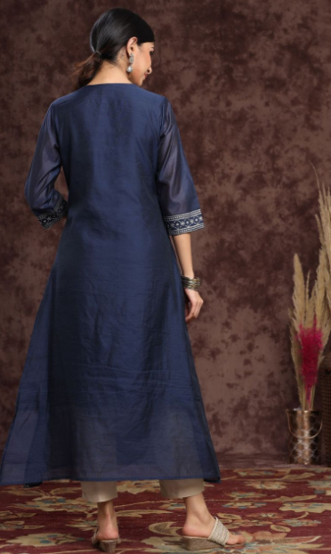 Women's Modal Chanderi Printed Straight Kurta