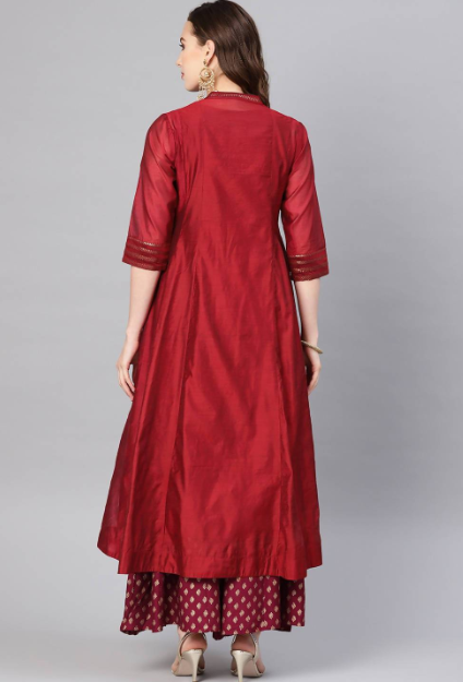 Women's Chanderi Embellished Jacket Style 2 Piece Kurta