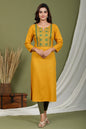 Women's Mustard Embroidered Kurta