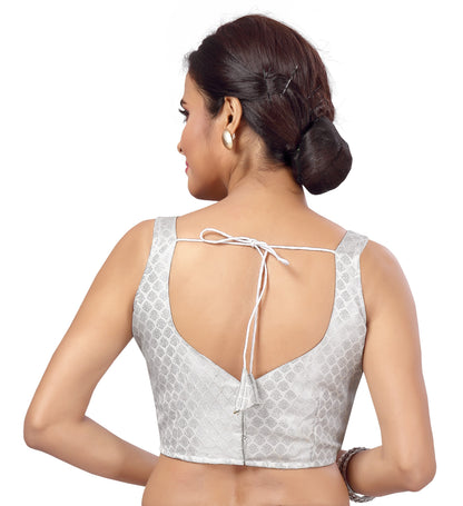 Women's Brocade Embroidered Sleeveless Saree Blouse