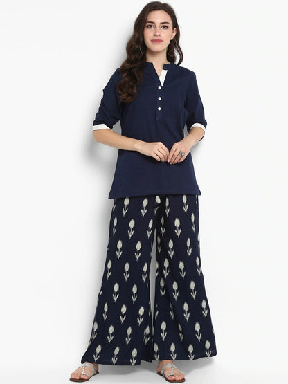 Women's Navy Blue Solid Top