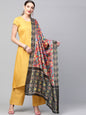 Women's  Mustard Yellow & Red Solid Kurta with Palazzos & Dupatta
