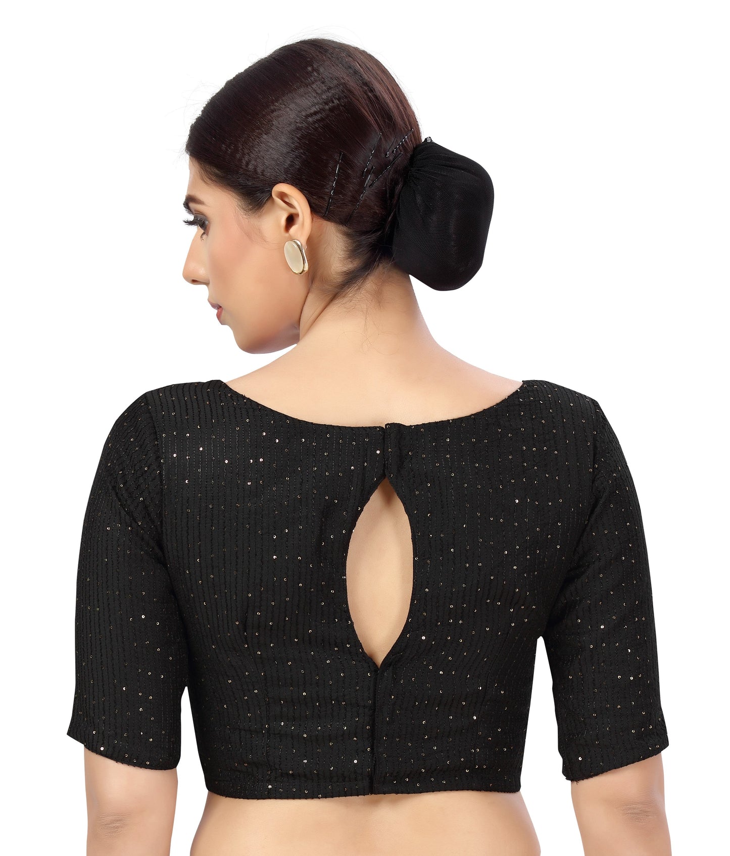 Women's Polyester Chanderi Cotton Silk Sequin Embroidered Saree Blouse.