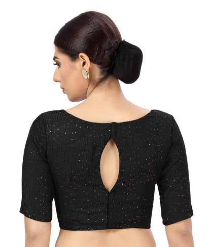 Women's Polyester Chanderi Cotton Silk Sequin Embroidered Saree Blouse.