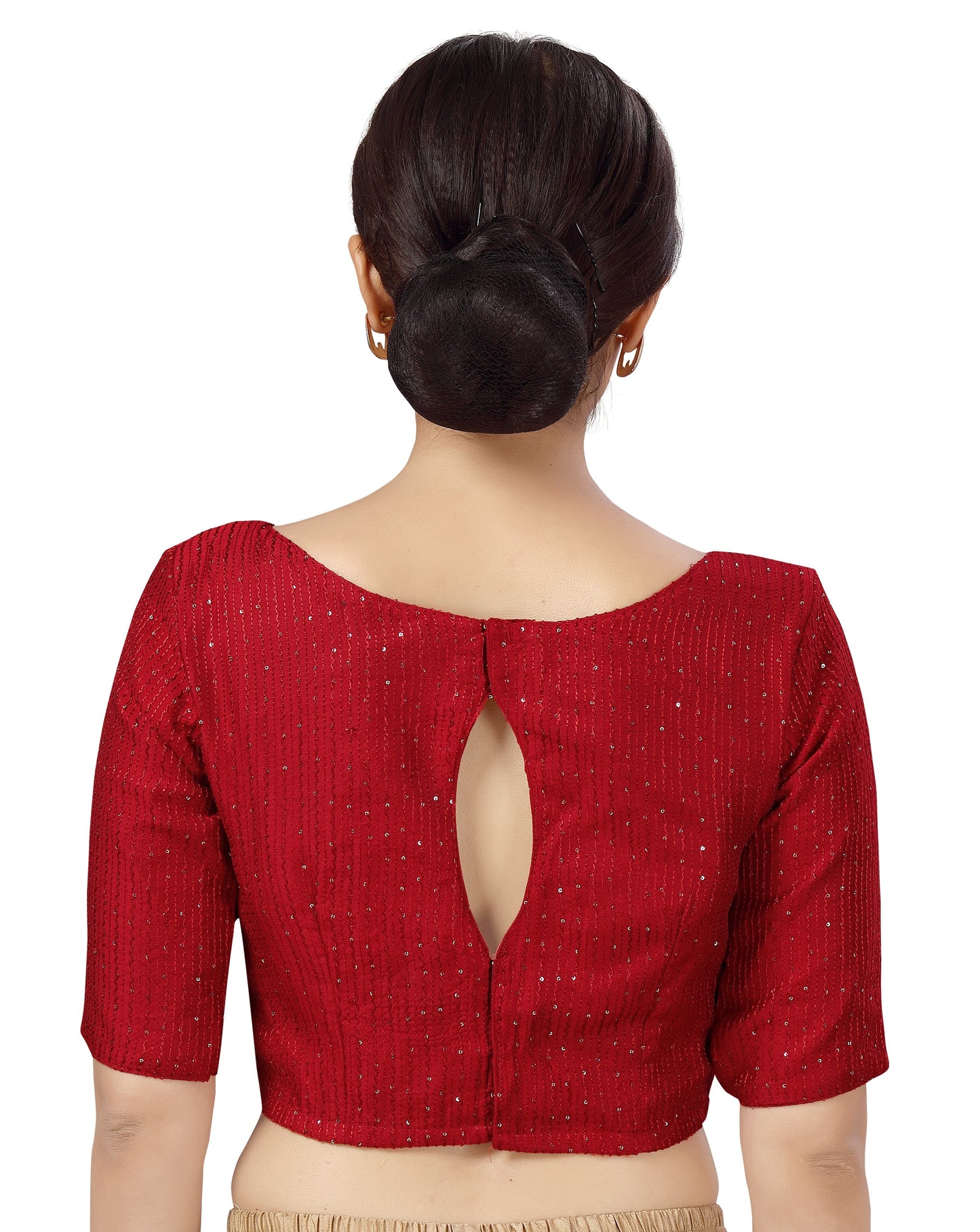 Women's Polyester Chanderi Cotton Silk Sequin Embroidered Saree Blouse.