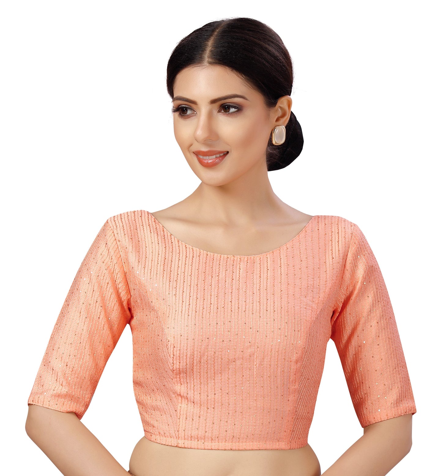 Women's Polyester Chanderi Cotton Silk Sequin Embroidered Saree Blouse.