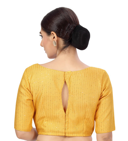Women's Polyester Chanderi Cotton Silk Sequin Embroidered Saree Blouse.