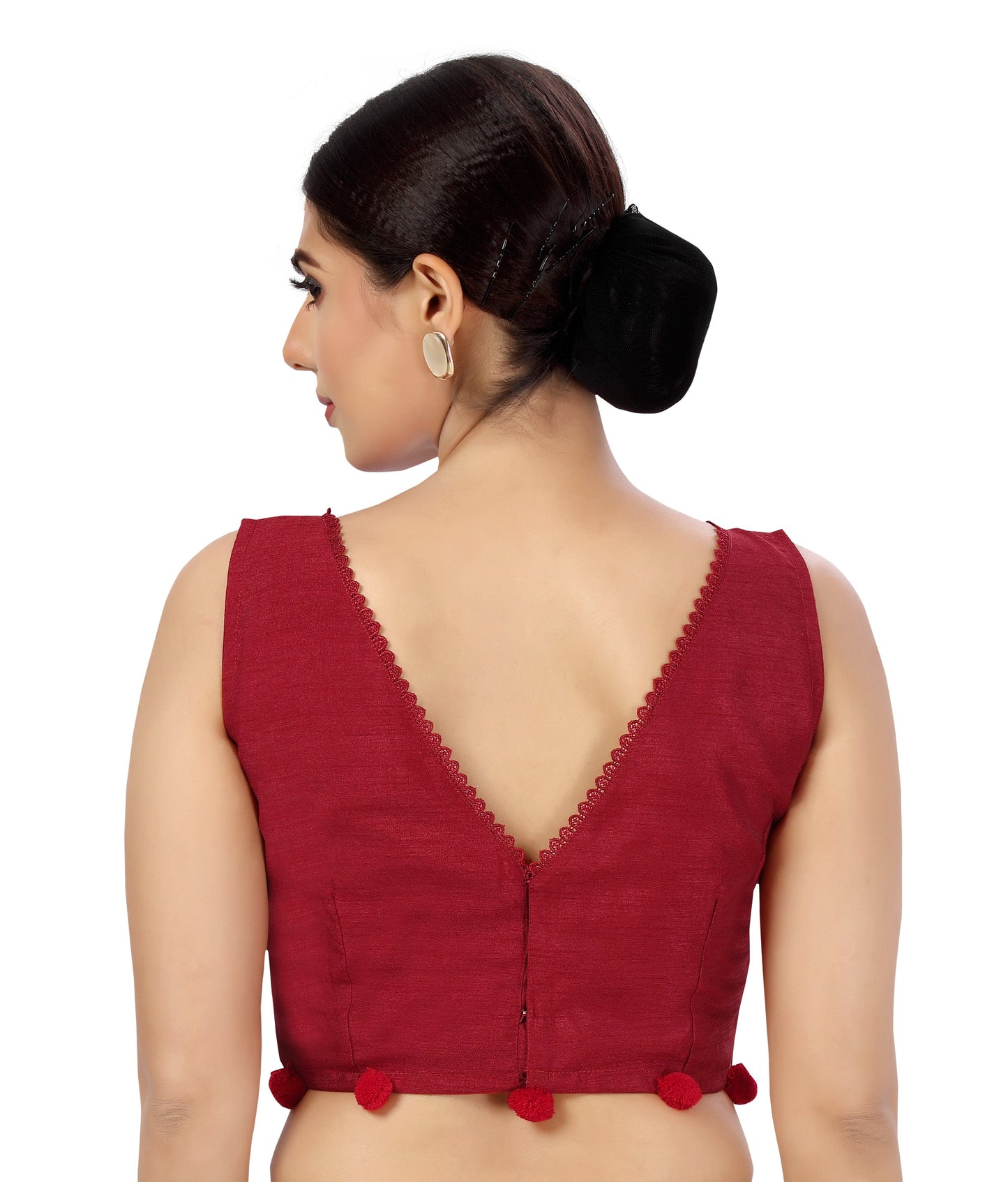 Women's Polyester Silk Sleeveless Saree Blouse.