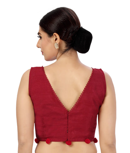 Women's Polyester Silk Sleeveless Saree Blouse.