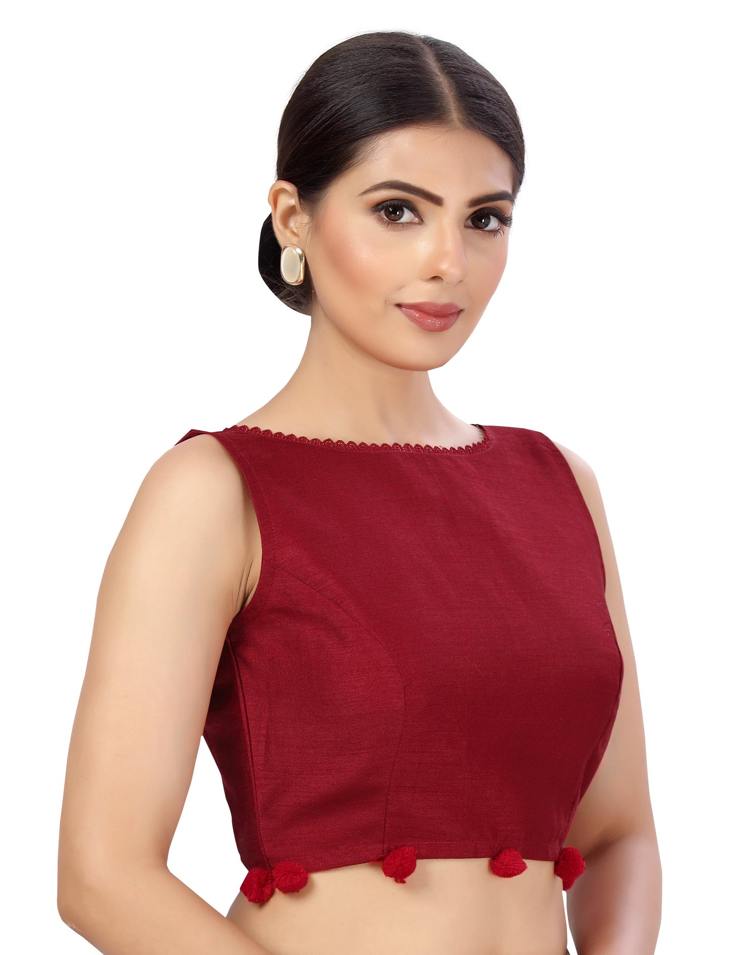 Women's Polyester Silk Sleeveless Saree Blouse.
