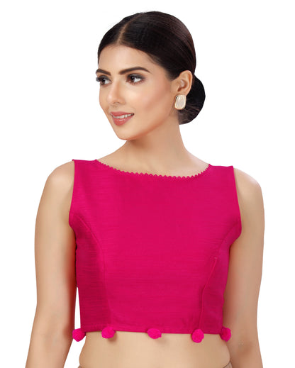 Women's Polyester Silk Sleeveless Saree Blouse.