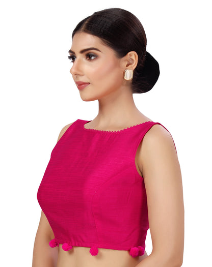 Women's Polyester Silk Sleeveless Saree Blouse.