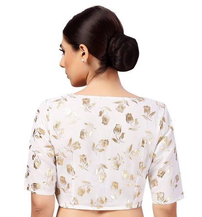 Women's Georgette Embroidered and Gold Printed Saree Blouse.