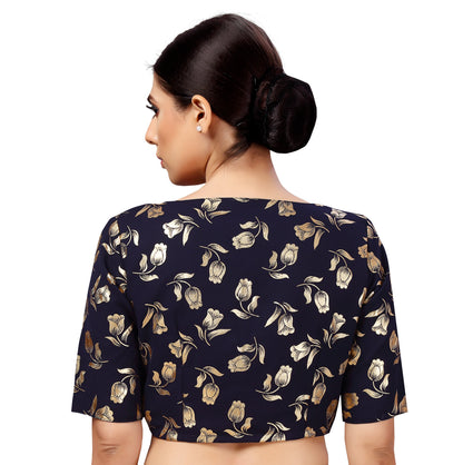 Women's Georgette Embroidered and Gold Printed Saree Blouse.