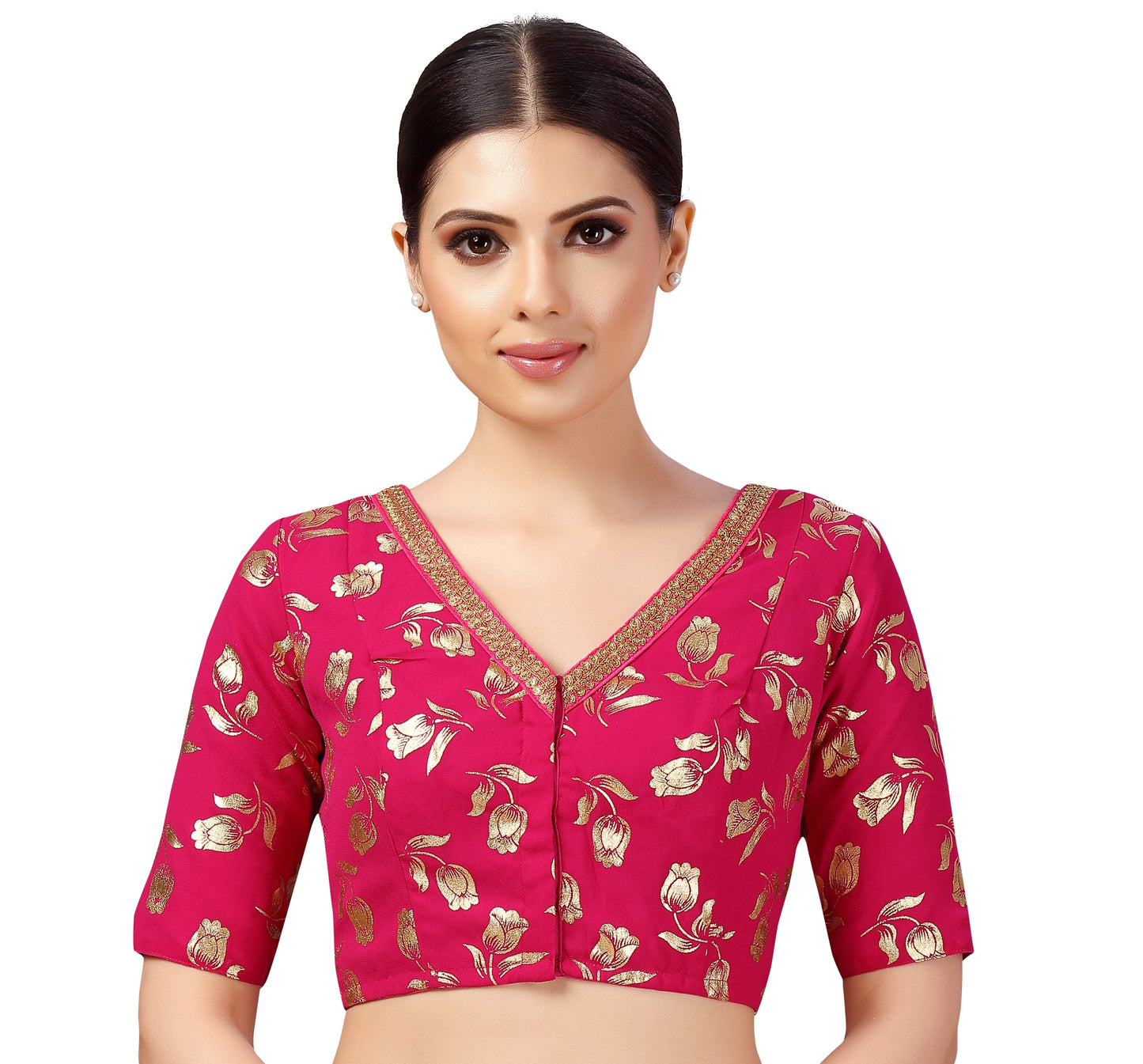 Women's Georgette Embroidered and Gold Printed Saree Blouse.
