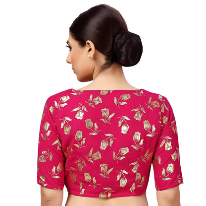 Women's Georgette Embroidered and Gold Printed Saree Blouse.