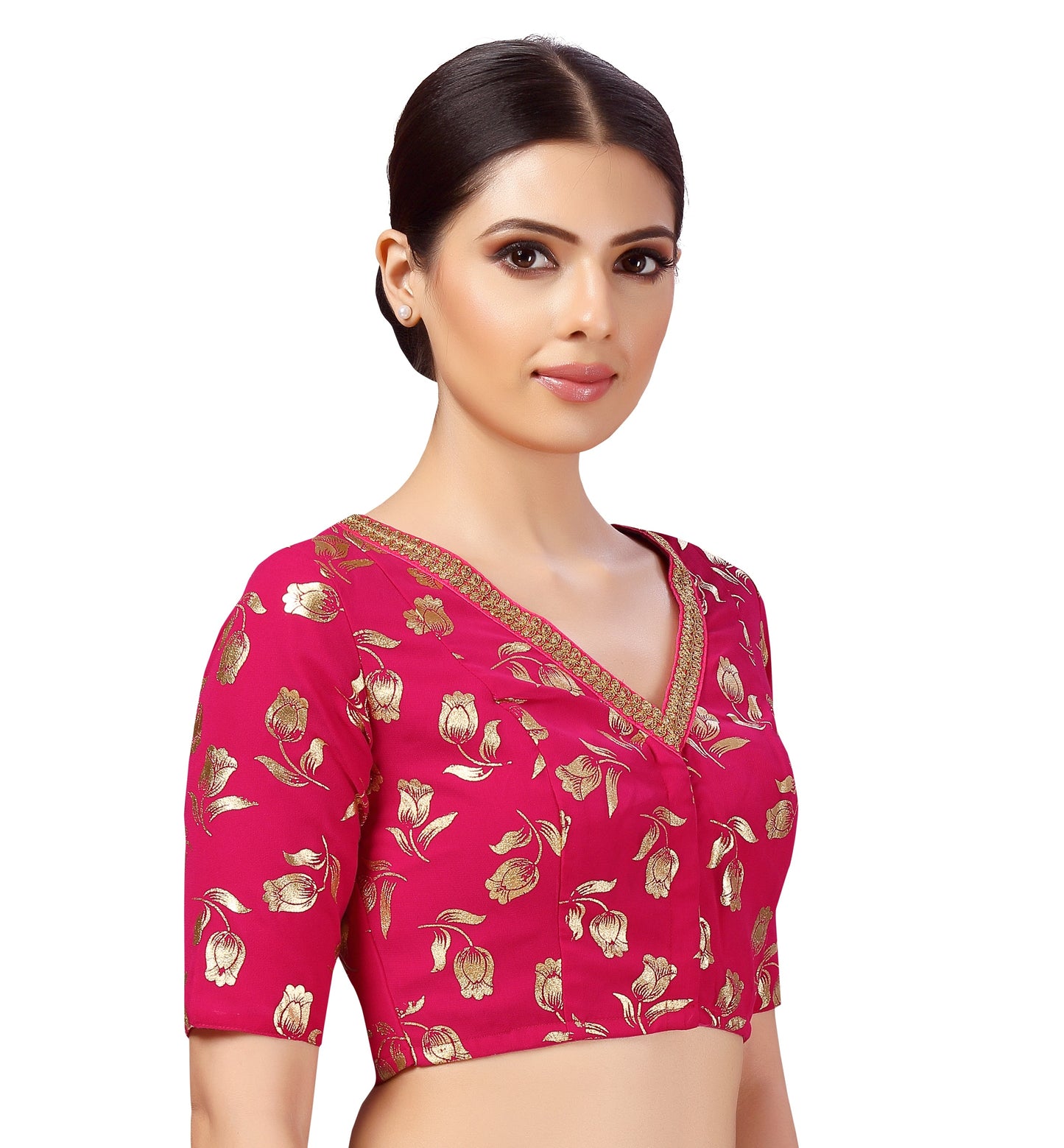 Women's Georgette Embroidered and Gold Printed Saree Blouse.