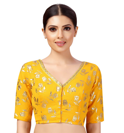 Women's Georgette Embroidered and Gold Printed Saree Blouse.