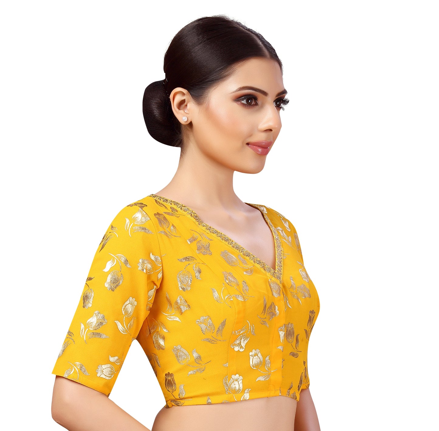 Women's Georgette Embroidered and Gold Printed Saree Blouse.