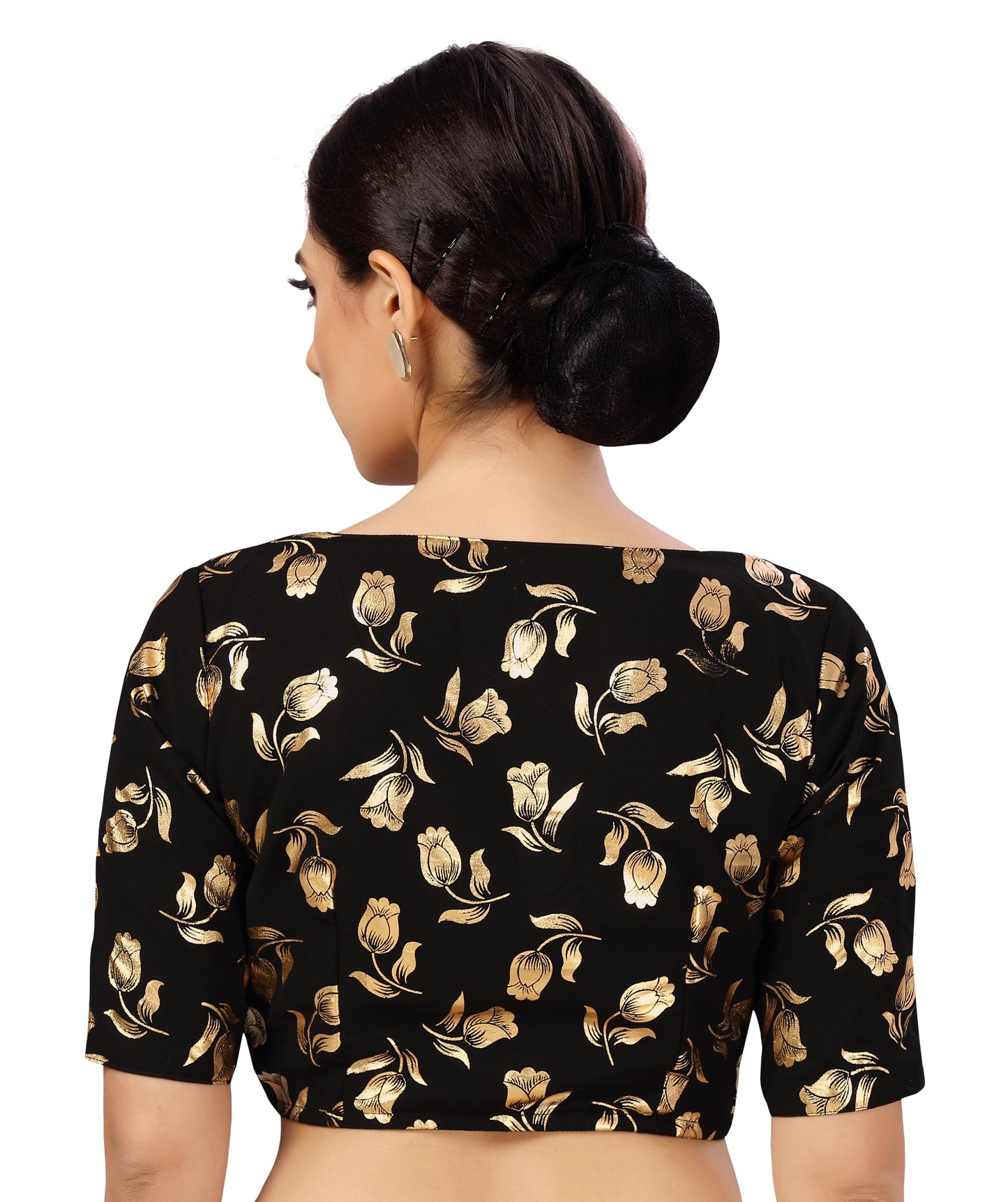 Women's Georgette Embroidered and Gold Printed Saree Blouse.