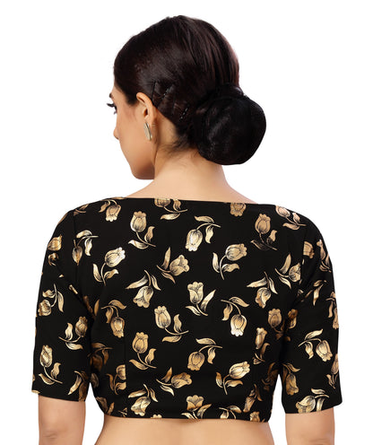 Women's Georgette Embroidered and Gold Printed Saree Blouse.