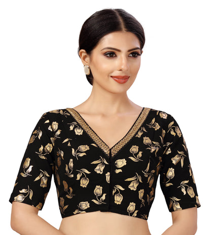 Women's Georgette Embroidered and Gold Printed Saree Blouse.