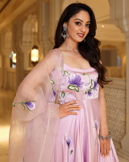 Women's Pretty Purple Handpainted Suit Set