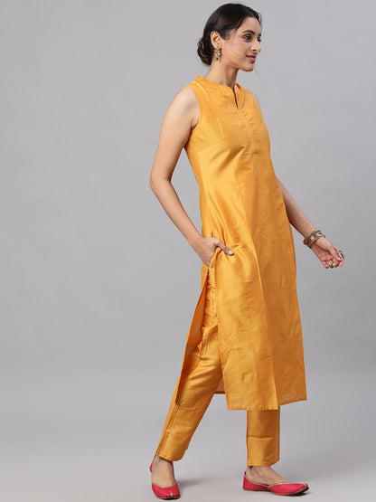 Women's  Mustard Kurta Set with Dupat