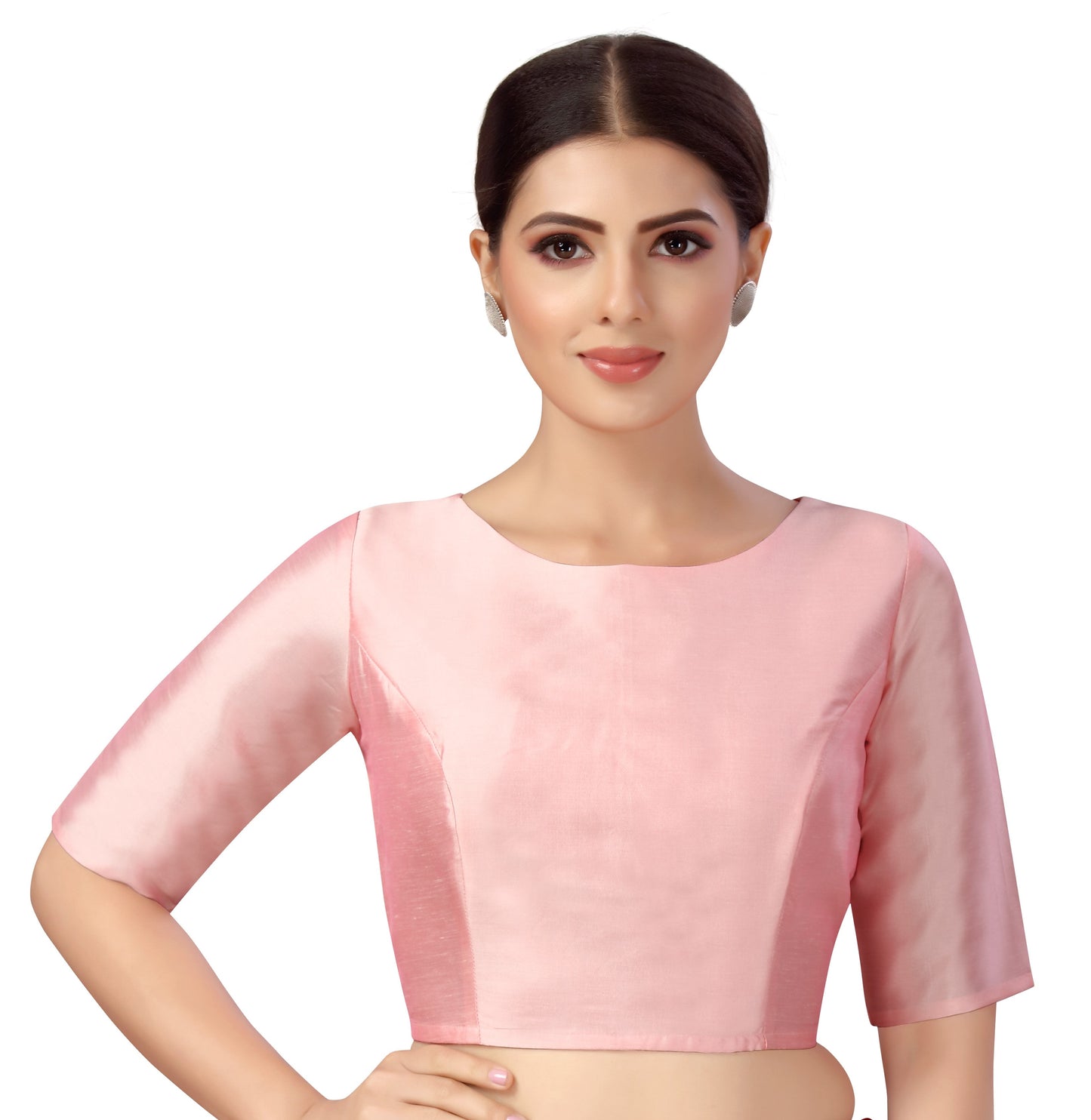Women's Polyester Plain Coloured Saree Blouse.