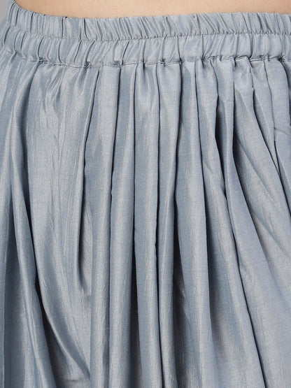 Women's Pastel Blue Chinon Design Top With Dhoti Pant