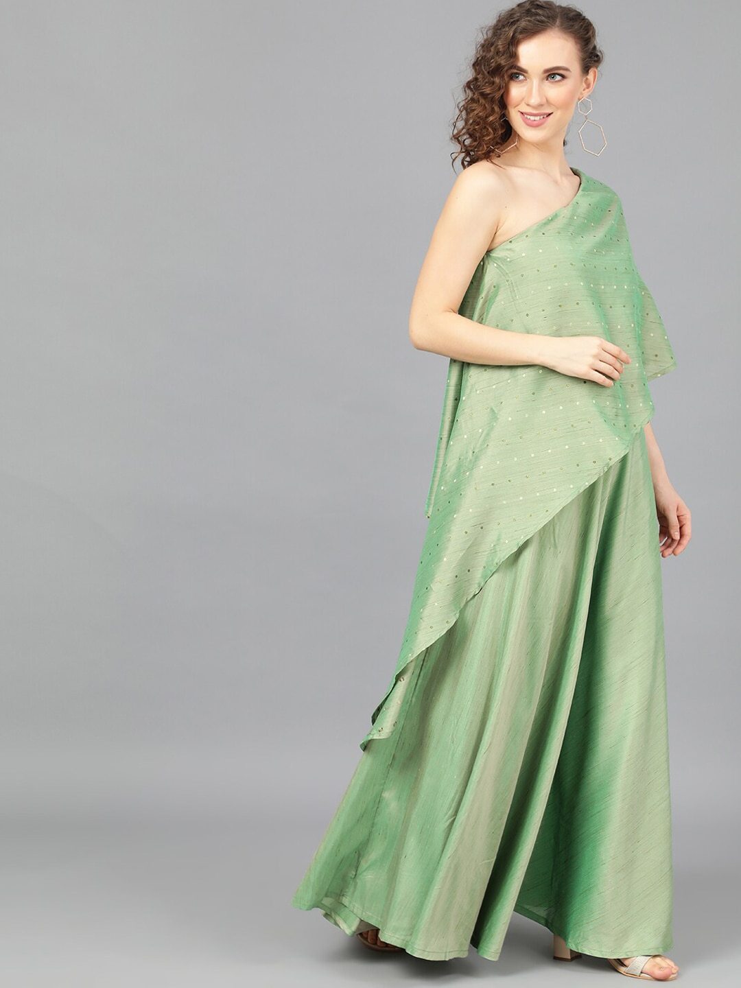 Women's Green Ready to Wear Lehenga with Cape Blous