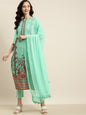 Women's Georgette Embroidered Straight Kurta Pant Dupatta Set