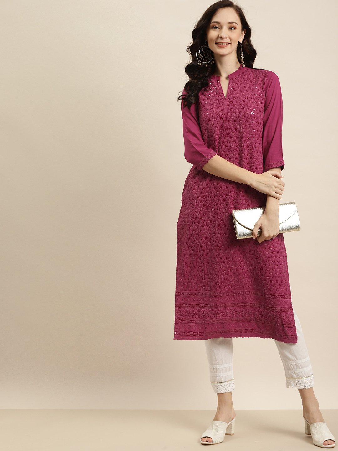Women's Rayon Embroidered Straight Kurta