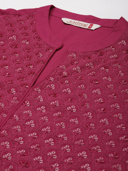 Women's Rayon Embroidered Straight Kurta