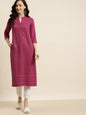 Women's Rayon Embroidered Straight Kurta
