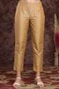 Women's Gold Poly Silk Solid Straight Pants