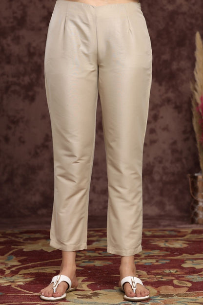 Women's Sandgrey Poly Silk Solid Straight Pants