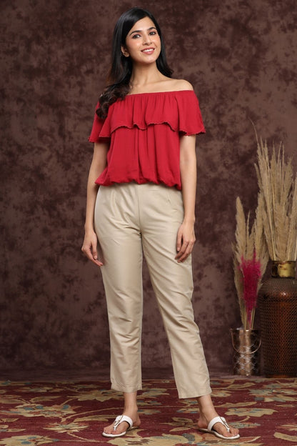Women's Sandgrey Poly Silk Solid Straight Pants