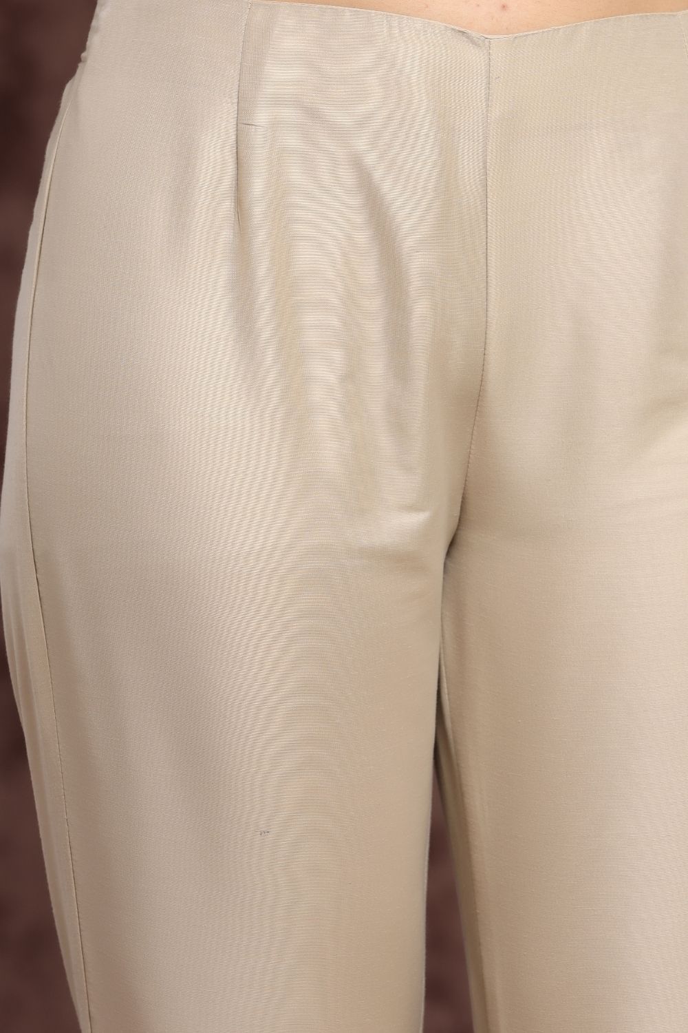 Women's Sandgrey Poly Silk Solid Straight Pants