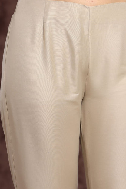 Women's Sandgrey Poly Silk Solid Straight Pants