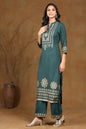 Women's Green Rayon Printed Straight Kurta Sets