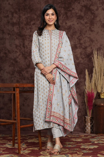 Women's Rayon Printed A-Line Kurta Sets
