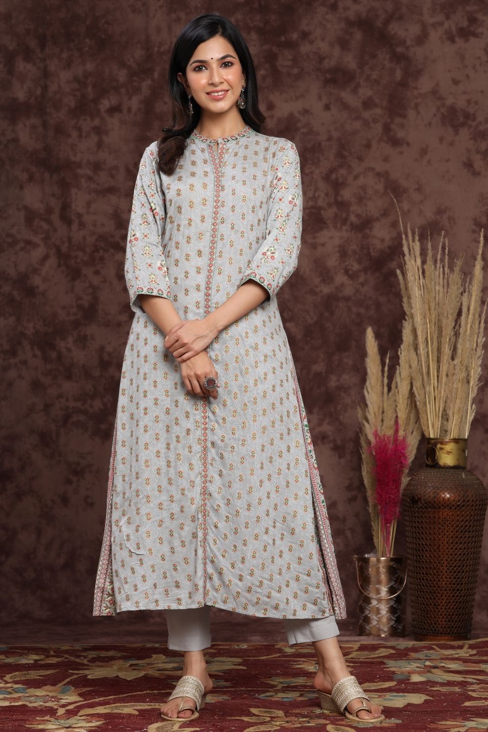 Women's Rayon Printed A-Line Kurta Sets