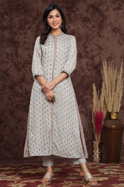 Women's Rayon Printed A-Line Kurta Sets