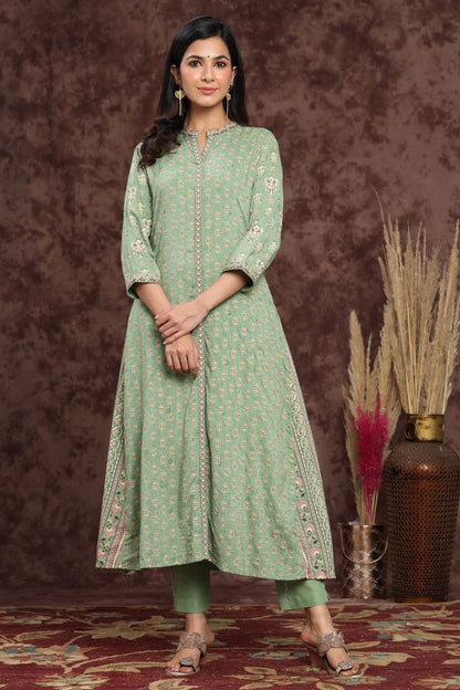 Women's Rayon Printed A-Line Kurta Sets