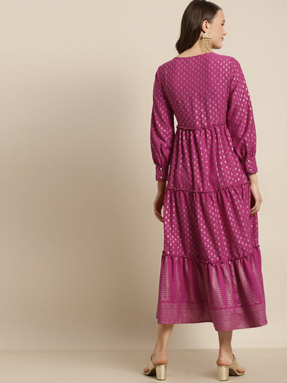 Women's Poly Rayon Printed Tiered Dress