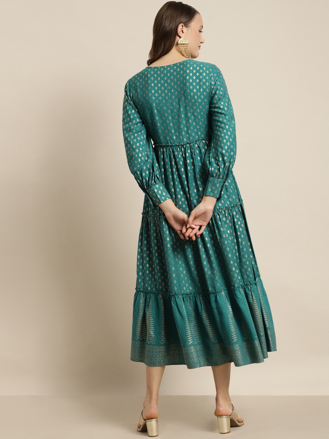 Women's Poly Rayon Printed Tiered Dress