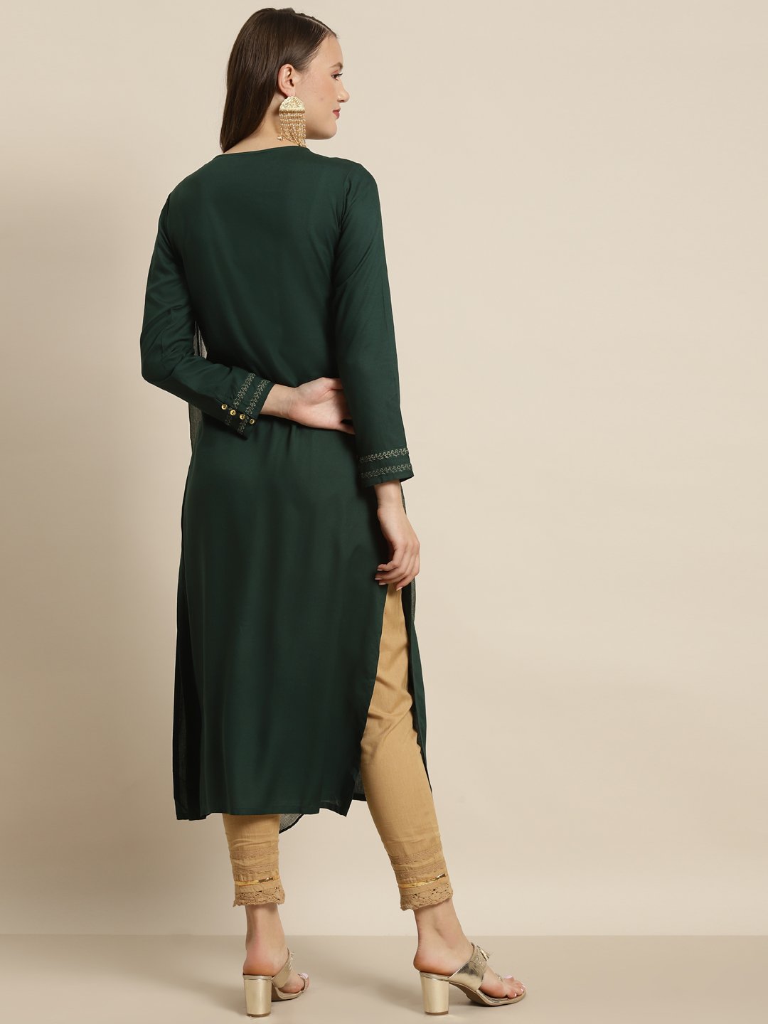 Women's Rayon Kurta with Chiffon Drape