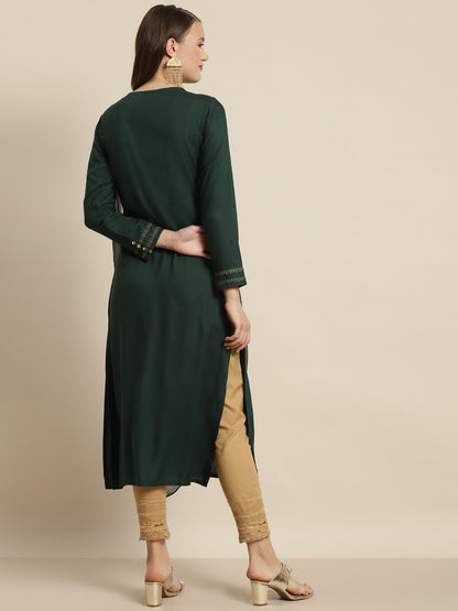 Women's Rayon Kurta with Chiffon Drape