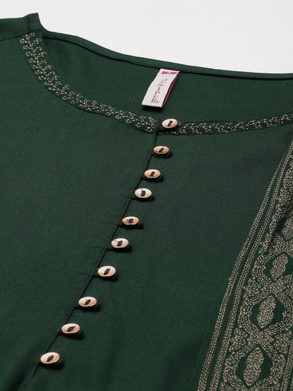 Women's Rayon Kurta with Chiffon Drape